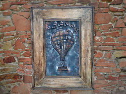 Obrazy v štýle verne kovotep staré železo rám staré drevo balón